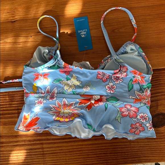 Wildflower Front-Tie Cami Bikini Top & Mid-Rise Bottoms Set NWT - Picture 4 of 5